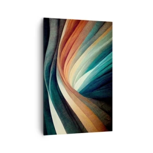 Cuadro sobre lienzo - Impresión de Imagen - Ondas abstractas en tonos cálidos y fríos. - 80x120cm - Tejido de colores - Decoración de pared moderna para salón y dormitorio ARTTOR