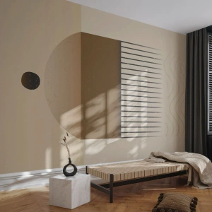 Fotomural Premium Canvas - Composición geométrica abstracta en tonos beige y marrón. - 100x70cm - Varios estados - Decoración de pared moderna para salón y dormitorio ARTTOR