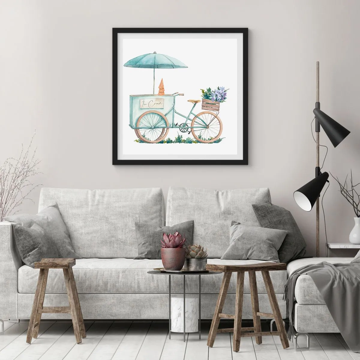 Póster en marco negro - Dulce recuerdo del verano - 30x30 cm