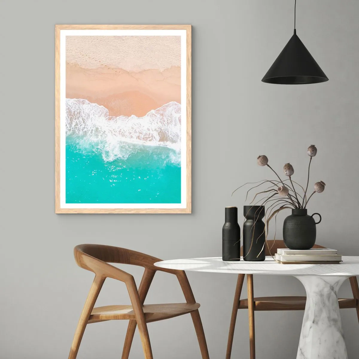 Póster en marco roble claro - Un toque acariciador - 70x100 cm