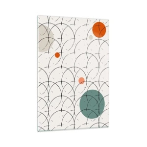 Cuadro sobre vidrio - Impresiones sobre Vidrio - Patrón geométrico con círculos de colores sobre un fondo claro. - 80x120cm - Con espíritu pop-art - Decoración de pared moderna para salón y dormitorio ARTTOR