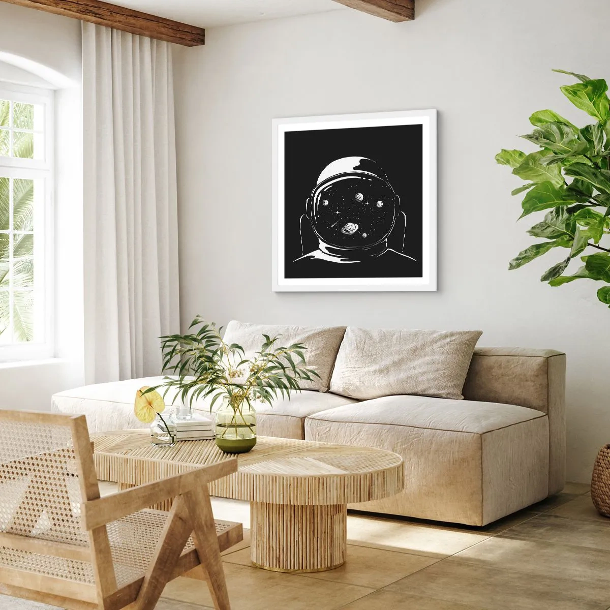 Póster en marco blanco - Bonita vista - 50x50 cm