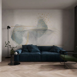 Fotomural personalizado Premium Sand - Sobre la relación entre el gris y el oro - Abstracción, Pedazo, Formas interesantes