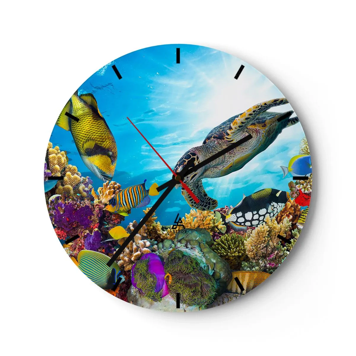 Reloj de pared - Reloj de vidrio - Paseo del coral - 40x40 cm