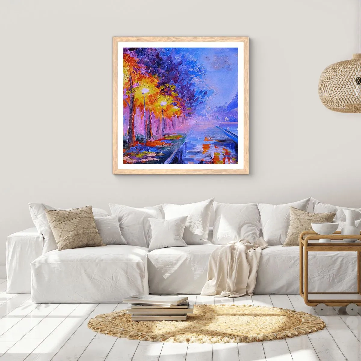 Póster en marco roble claro - Un paseo de ensueño - 40x40 cm