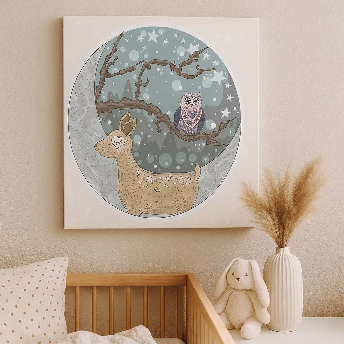 Cuadro sobre lienzo - Impresión de Imagen - Noche de bosque de cuento de hadas - 30x30 cm