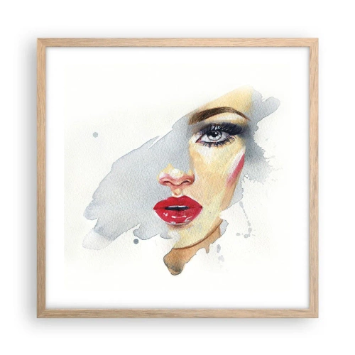 Póster en marco roble claro - Reflejo en una gota de agua - 50x50 cm
