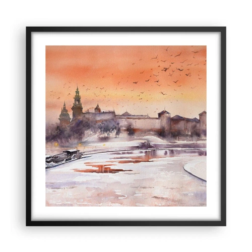 Póster en marco negro - Atardecer real - 50x50 cm