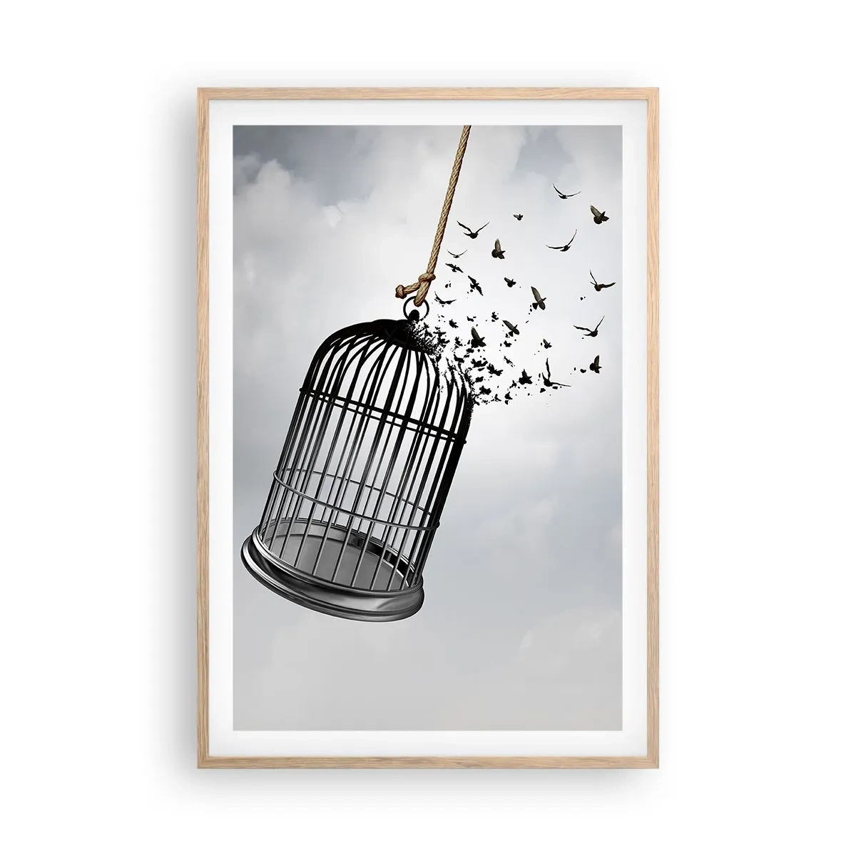 Póster en marco roble claro - Fe... Esperanza... ¡Libertad! - 61x91 cm
