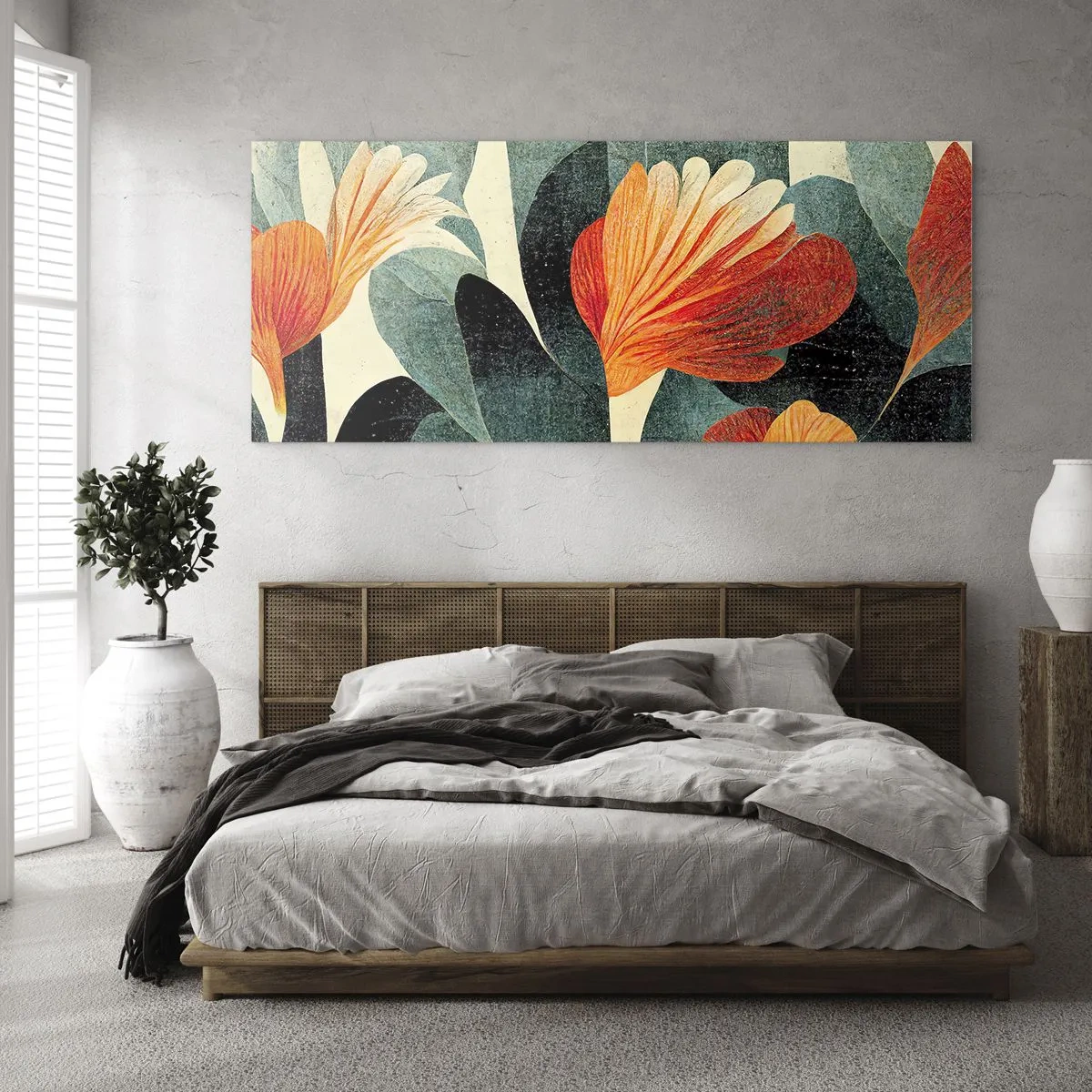 Cuadro sobre vidrio - Impresiones sobre Vidrio - El calor del trópico y el frescor del verdor - 100x40 cm