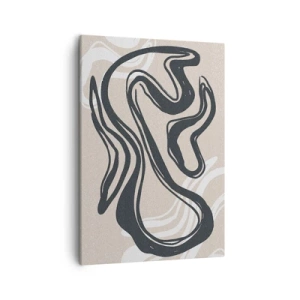 Cuadro sobre lienzo - Impresión de Imagen - Líneas abstractas en tonos oscuros sobre un fondo beige. - 50x70cm - Expresión multiplicada - Decoración de pared moderna para salón y dormitorio ARTTOR