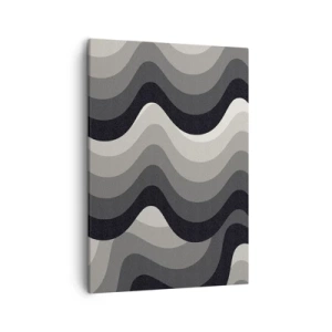 Cuadro sobre lienzo - Impresión de Imagen - Patrones ondulados en blanco y negro en tonos de gris. - 50x70cm - Ola tras ola - Decoración de pared moderna para salón y dormitorio ARTTOR