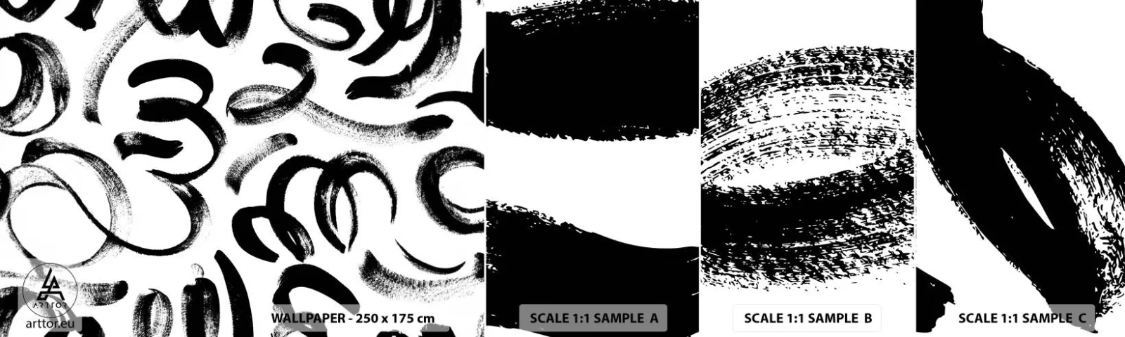 Muestra De Fotomural Standard Eco - Negro sobre blanco - Arte Moderno, Modernidad, Patrones - 100x30 cm