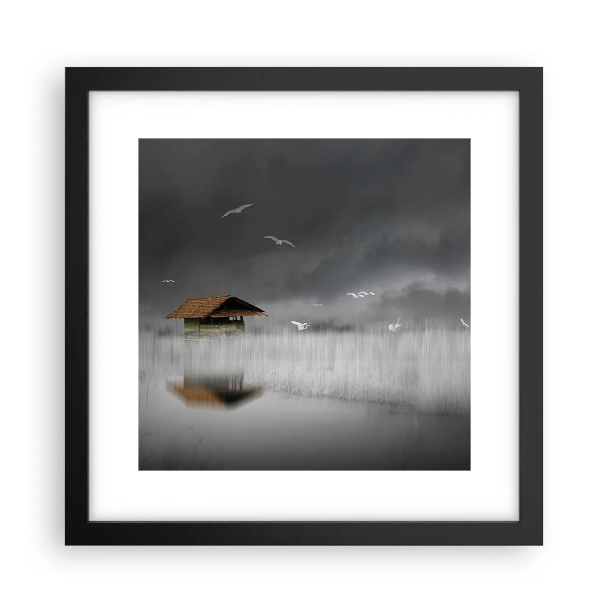 Póster en marco negro - Resguardo de la lluvia - 30x30 cm