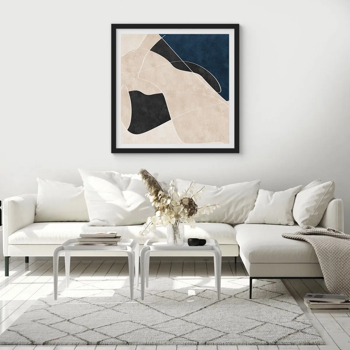 Póster en marco negro - Composición abstracta - contraste de colores - 60x60 cm