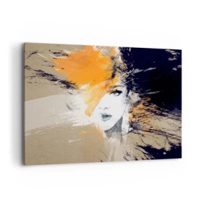 Cuadro sobre lienzo - Impresión de Imagen - Retrato abstracto de una mujer con colores intensos. - 100x70cm - Y se convierte en luz - Decoración de pared moderna para salón y dormitorio ARTTOR