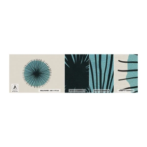 Muestra de fotomural autoadhesivo Deluxe Sticker - Radiante en azul - Abstracción, Pedazo, Arte Moderno - 100x30 cm