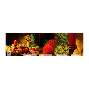 Muestra de fotomural autoadhesivo Deluxe Sticker - Bodegón con pan y fruta - Gastronomía, flores, Fruta - 100x30 cm