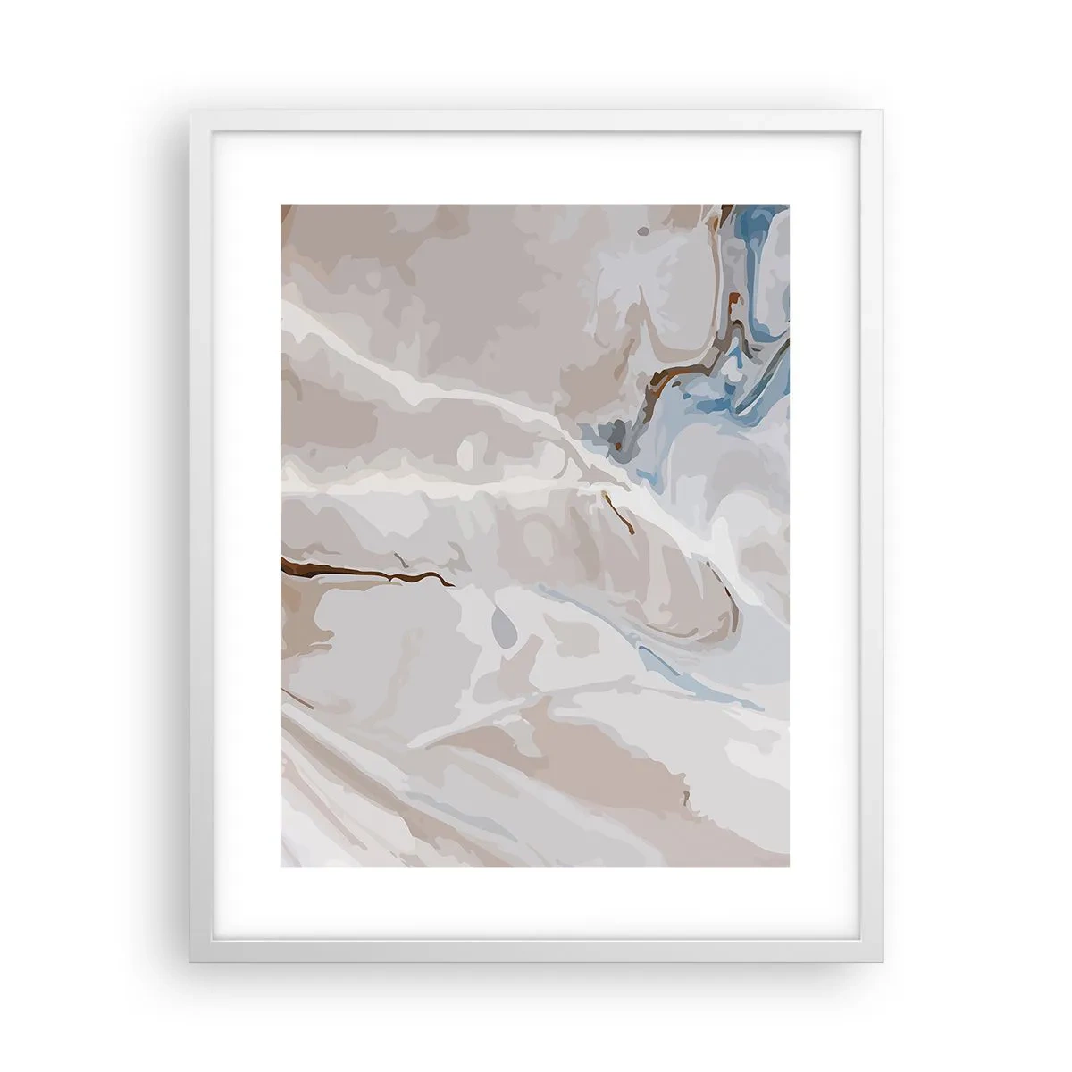 Póster en marco blanco - El azul serpentea por el blanco - 40x50 cm