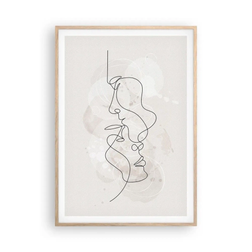 Póster en marco roble claro - En un abrazo - 70x100 cm