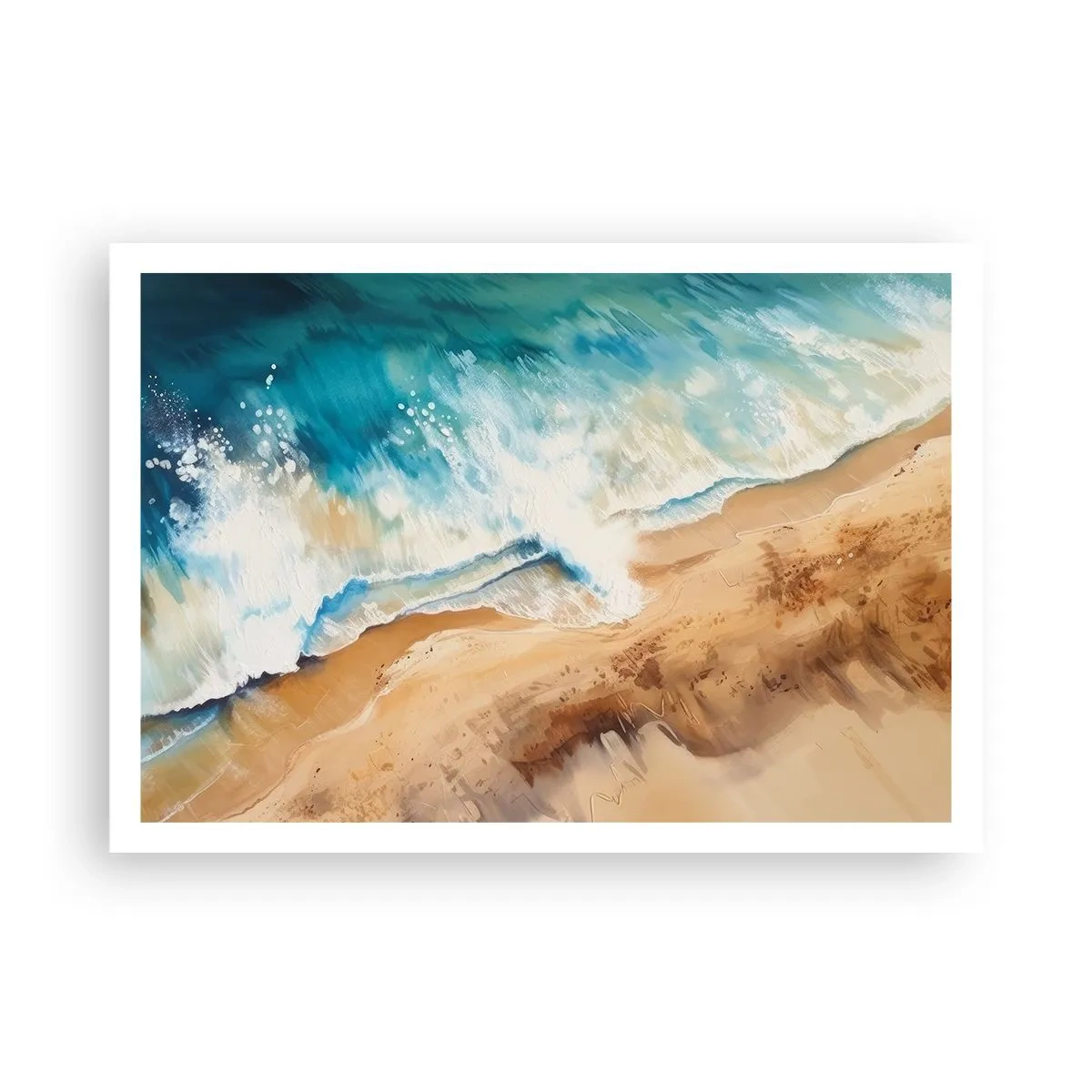 Póster - Una ola del mar rompiendo contra la orilla arenosa - 100x70cm - Olas recurrentes - Decoración de pared moderna para salón y dormitorio ARTTOR