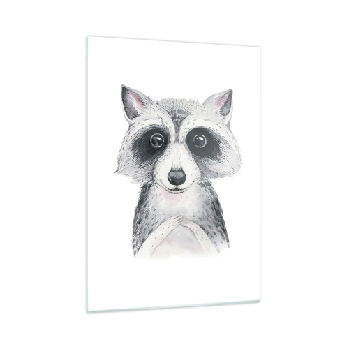 Cuadro sobre vidrio - Impresiones sobre Vidrio - Retrato de un perro mapache en blanco y negro - 50x70cm - Un momento para la emoción - Decoración de pared moderna para salón y dormitorio ARTTOR