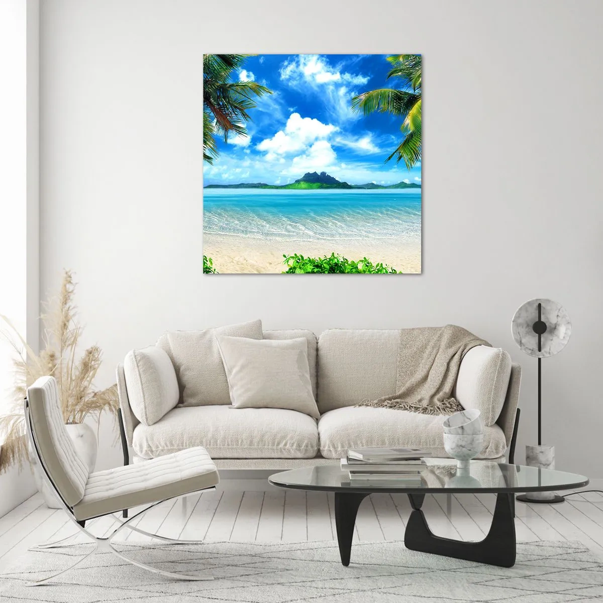 Cuadro sobre vidrio - Impresiones sobre Vidrio - El azul de los trópicos - 40x40 cm