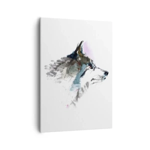 Cuadro sobre lienzo - Impresión de Imagen - Lobo de acuarela en estilo minimalista. - 50x70cm - Habla del lobo si lo ves - Decoración de pared moderna para salón y dormitorio ARTTOR