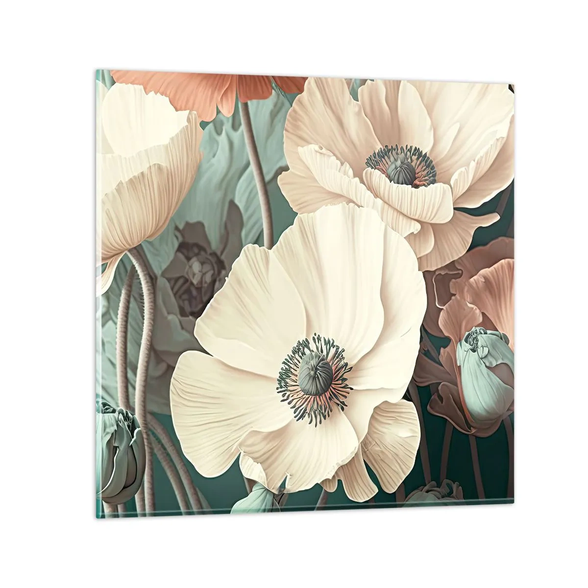 Cuadro sobre vidrio - Impresiones sobre Vidrio - Susurro de amapolas - 40x40 cm