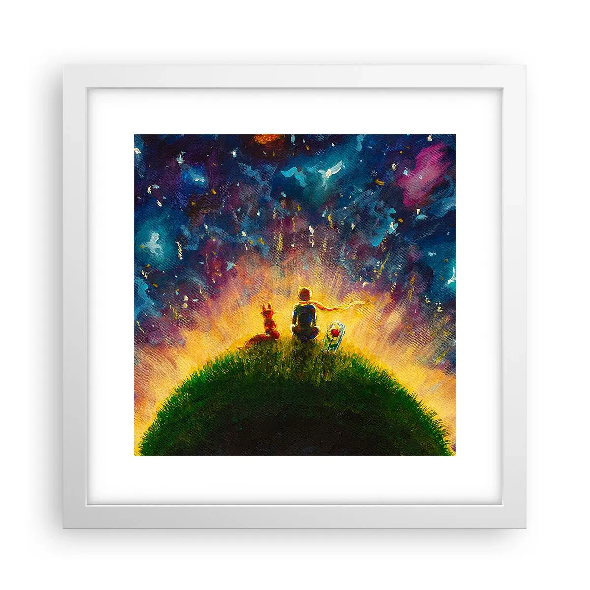 Póster en marco blanco - Amor y amistad - lo único entero - 30x30 cm