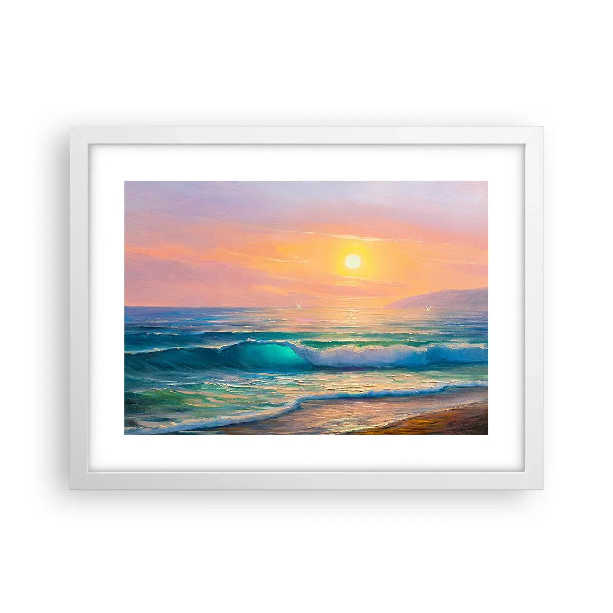 Póster en marco blanco - El canto turquesa de las olas - 40x30 cm