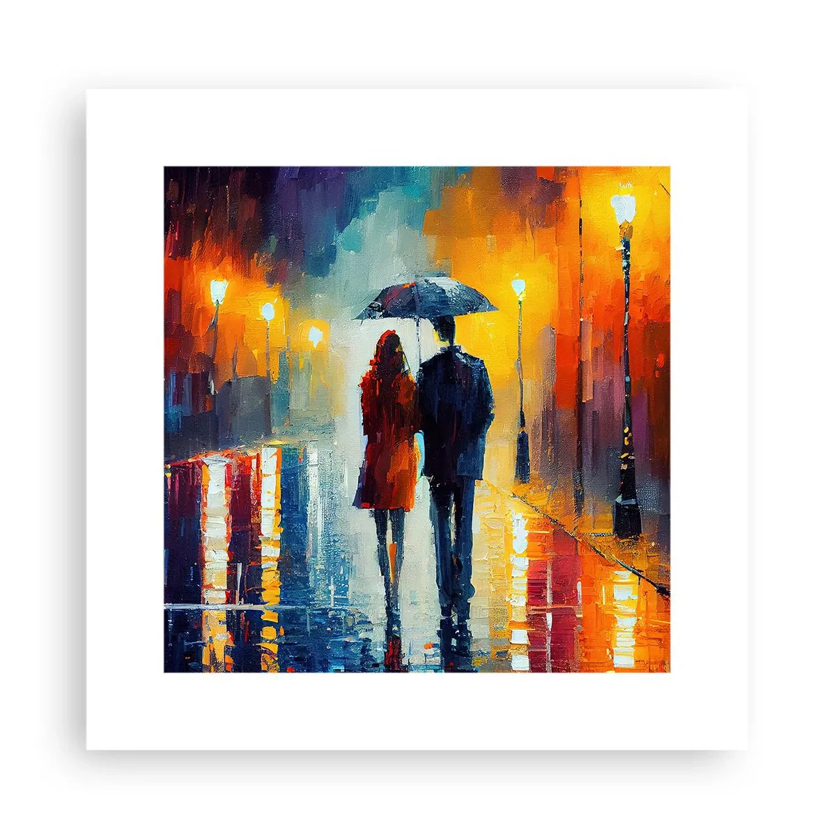 Póster - Juntos en una noche llena de color - 30x30 cm