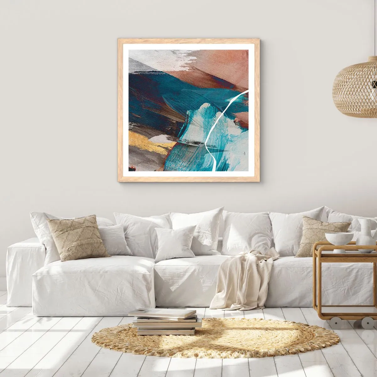 Póster en marco roble claro - Con estilo y energía - 60x60 cm