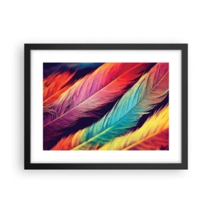 Póster en marco negro - Arco iris plumoso - 40x30 cm