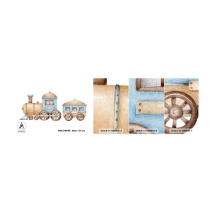 Muestra de fotomural autoadhesivo Deluxe Sticker - De pie en la estación... - Para niños, Tren, Retro - 100x30 cm