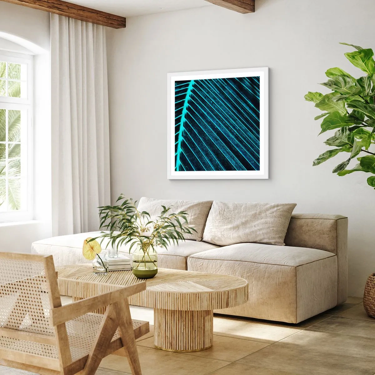 Póster en marco blanco - La textura del verde - 30x30 cm