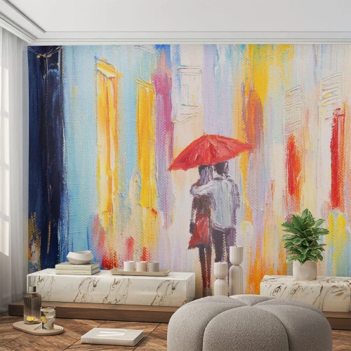 Fotomural Autadhesivo Deluxe Sticker - Que siga lloviendo - pareja de enamorados, Gente, Abstracción - 100x70 cm