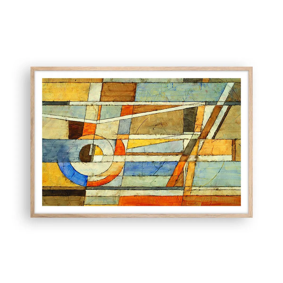 Póster en marco roble claro - Cubismo en una obra - 91x61 cm