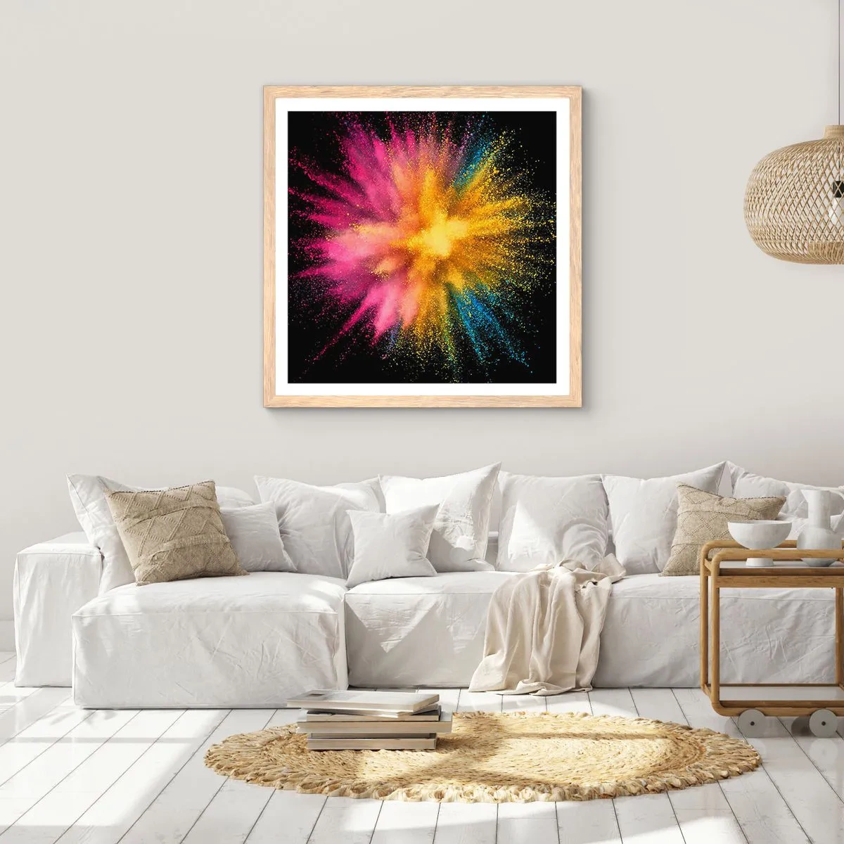 Póster en marco roble claro - El nacimiento de los colores - 40x40 cm