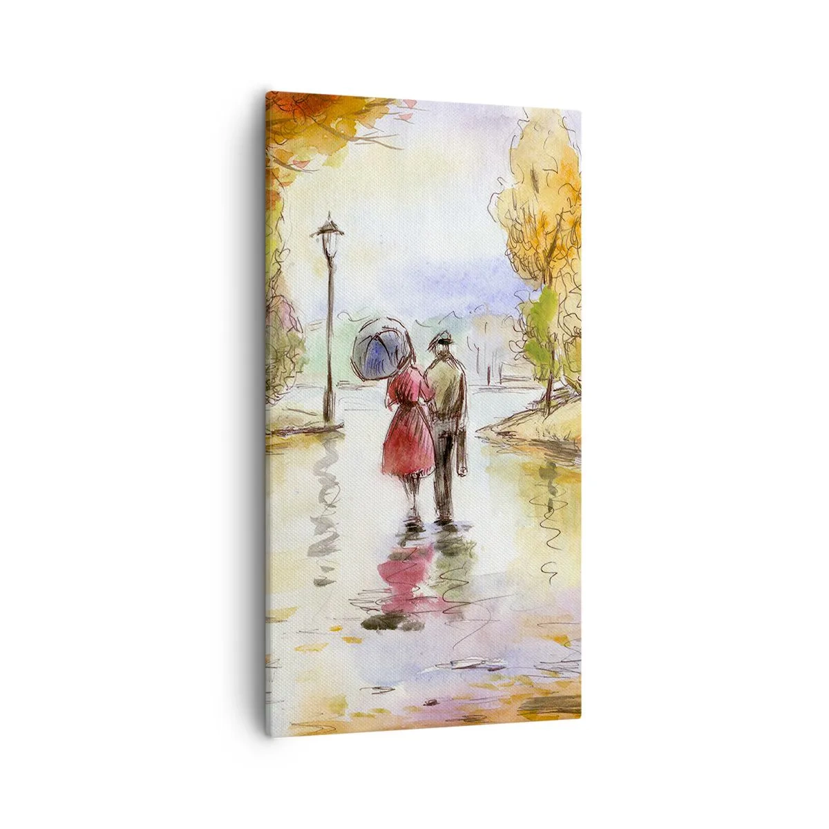 Cuadro sobre lienzo - Impresión de Imagen - Un otoño romántico en el parque - 55x100 cm