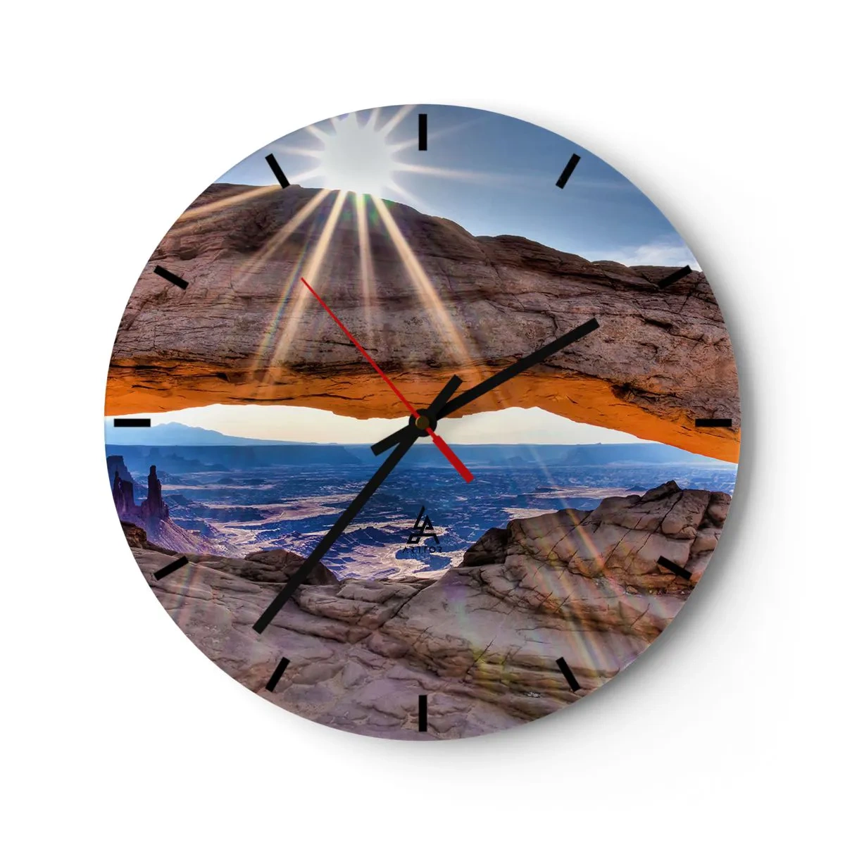 Reloj de pared - Reloj de vidrio - A través de la puerta de la roca - 40x40 cm