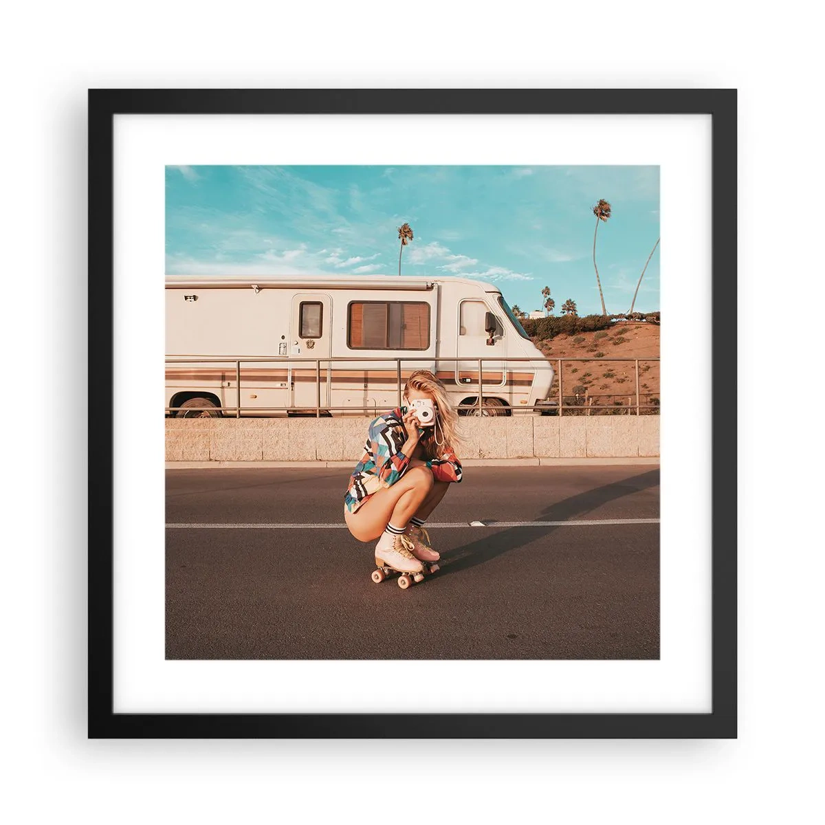 Póster en marco negro - ¡Sonrían, por favor! - 40x40 cm