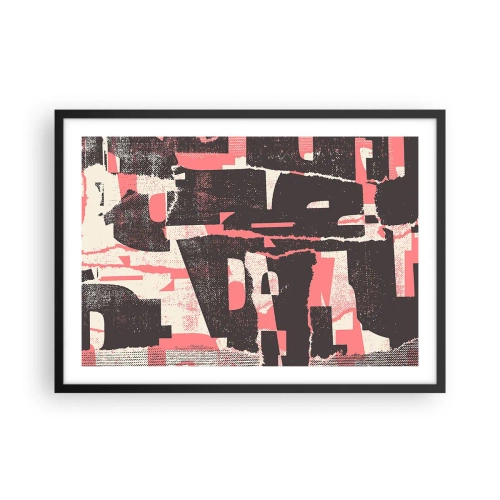 Póster en marco negro - Una composición abstracta en tonos rosa y marrón. - 70x50cm - Todo el ajetreo - Decoración de pared moderna para salón y dormitorio ARTTOR