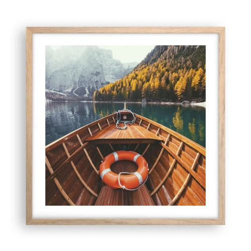 Póster en marco roble claro - Viaje a la montaña - 50x50 cm