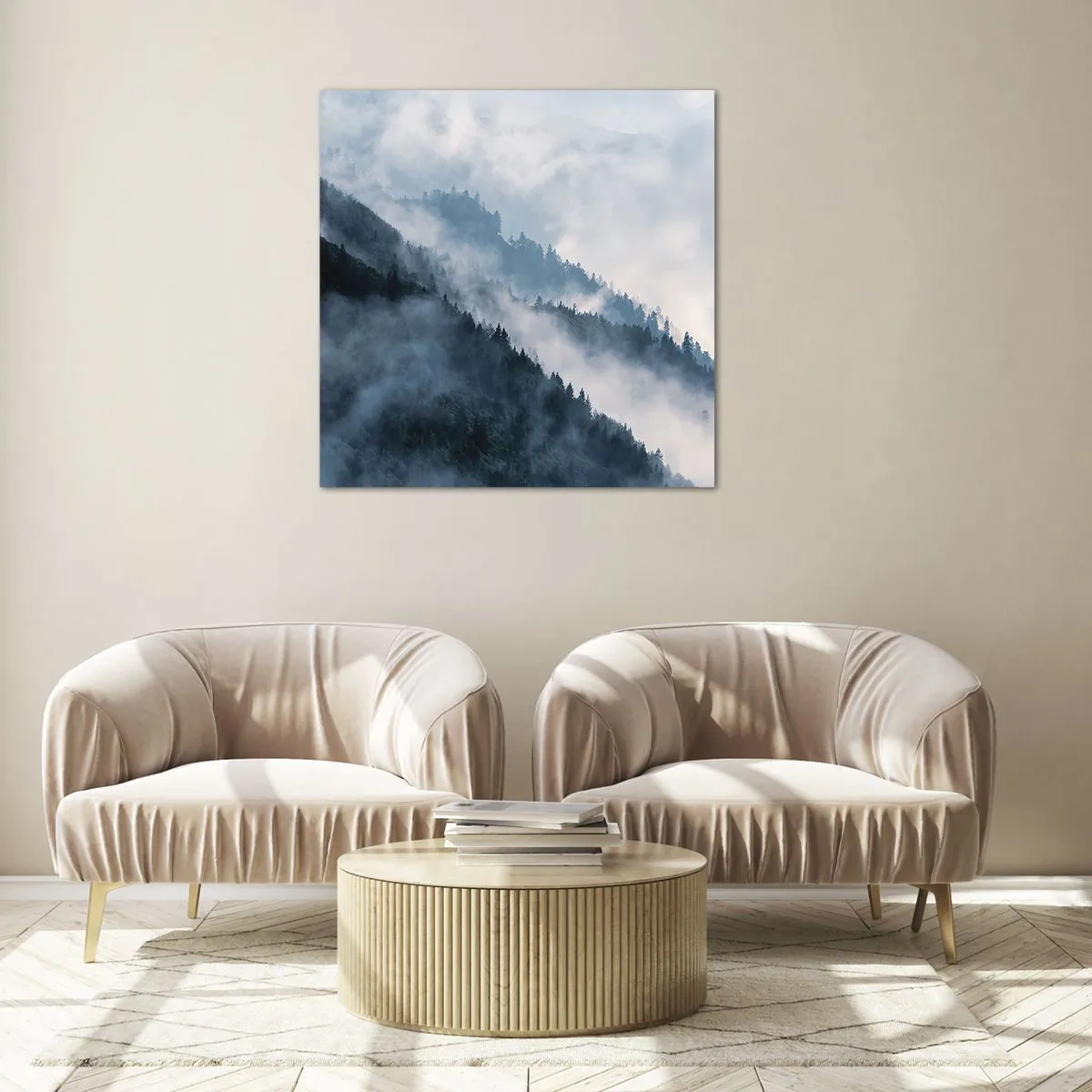 Cuadro sobre vidrio - Impresiones sobre Vidrio - Misticismo de las montañas - 50x50 cm