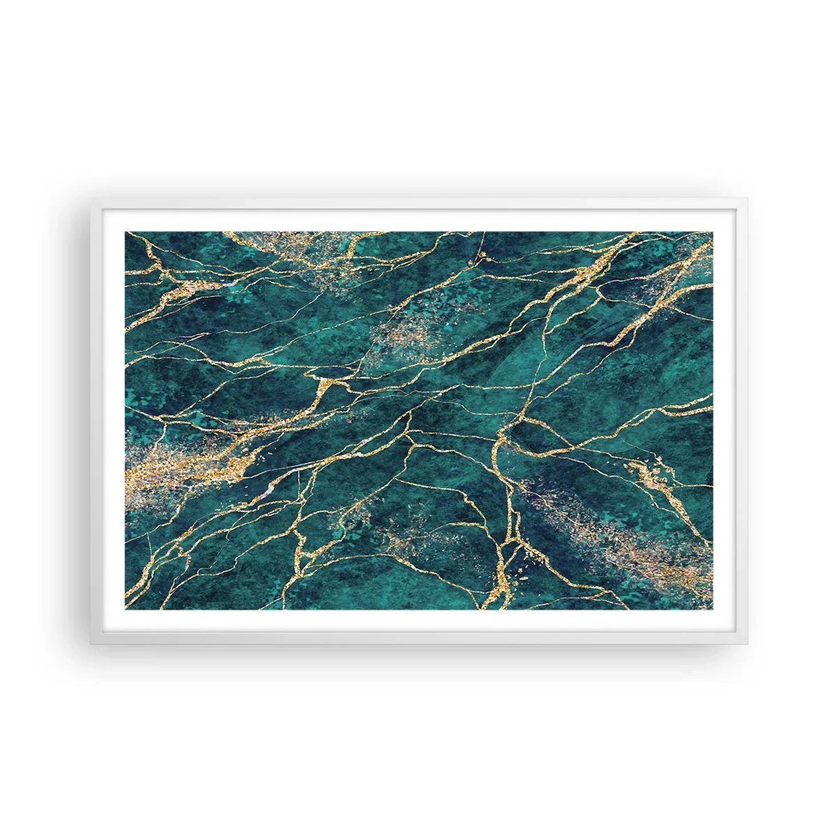 Póster en marco blanco - Riachuelos de oro - 91x61 cm