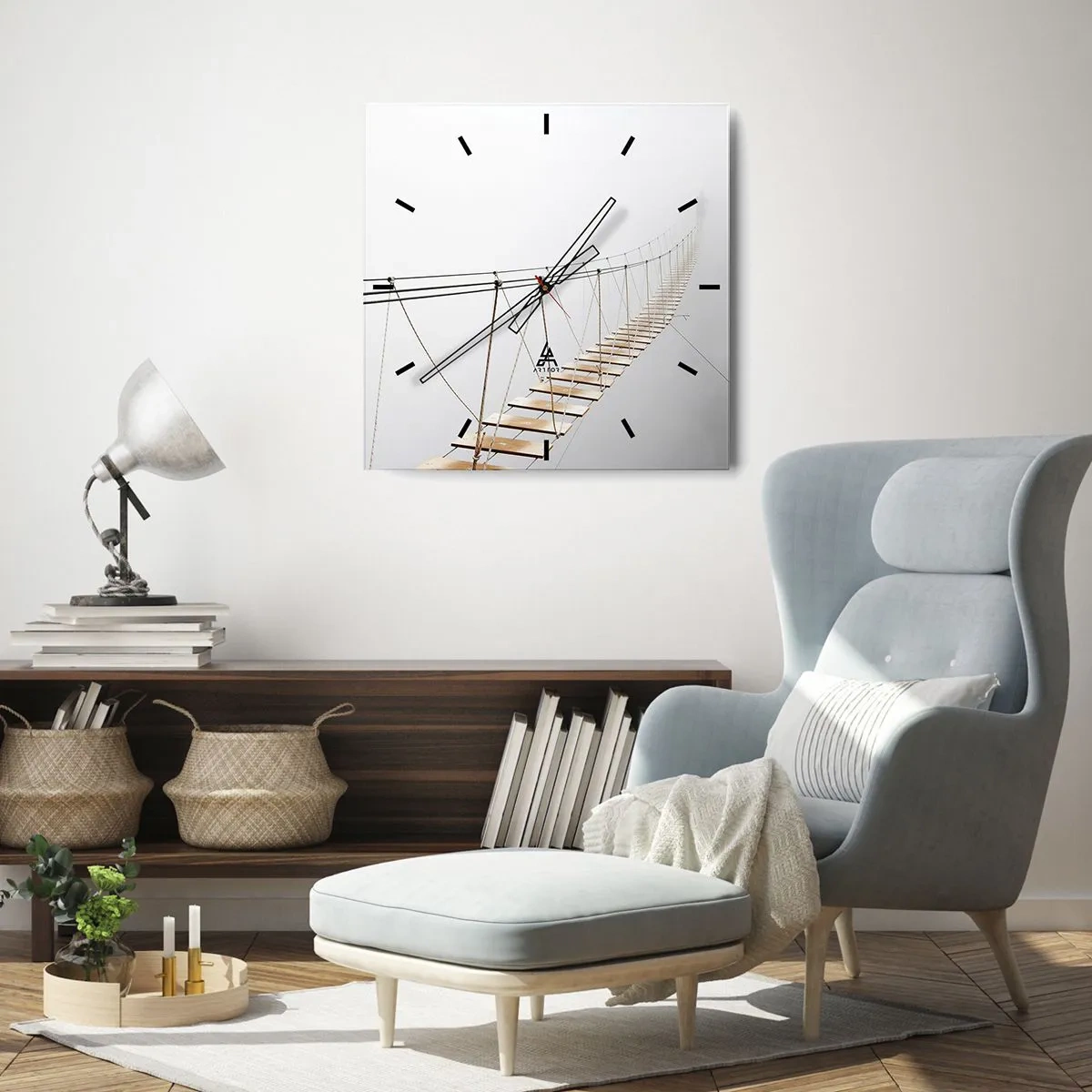 Reloj de pared - Reloj de vidrio - ¿Adónde le llevará? - 40x40 cm