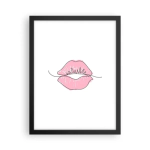 Póster en marco negro - ¿Listo para un beso? - 30x40 cm