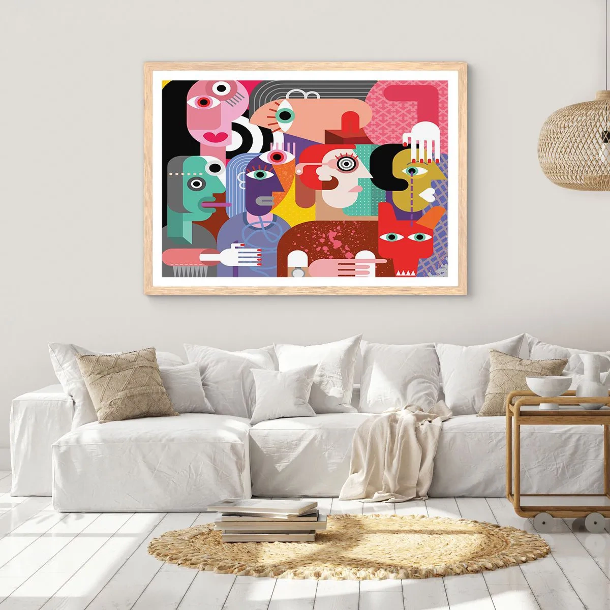 Póster en marco roble claro - Estilo Picasso - 91x61 cm