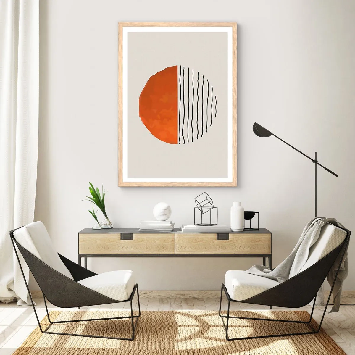 Póster en marco roble claro - En un ambiente japonés - 70x100 cm